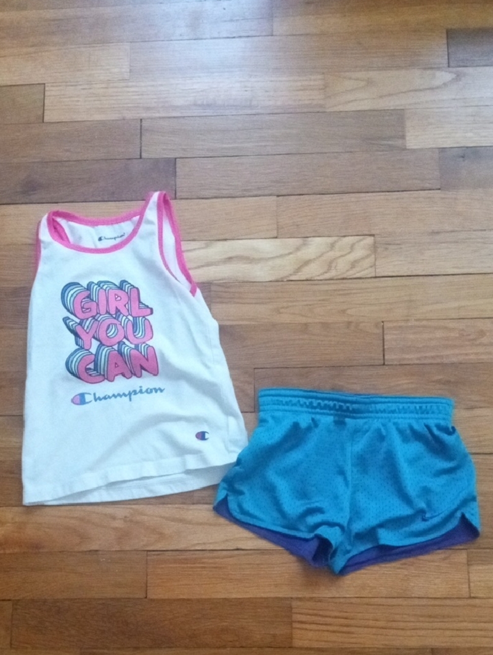 girl 4t NIKE shorts and champion tank